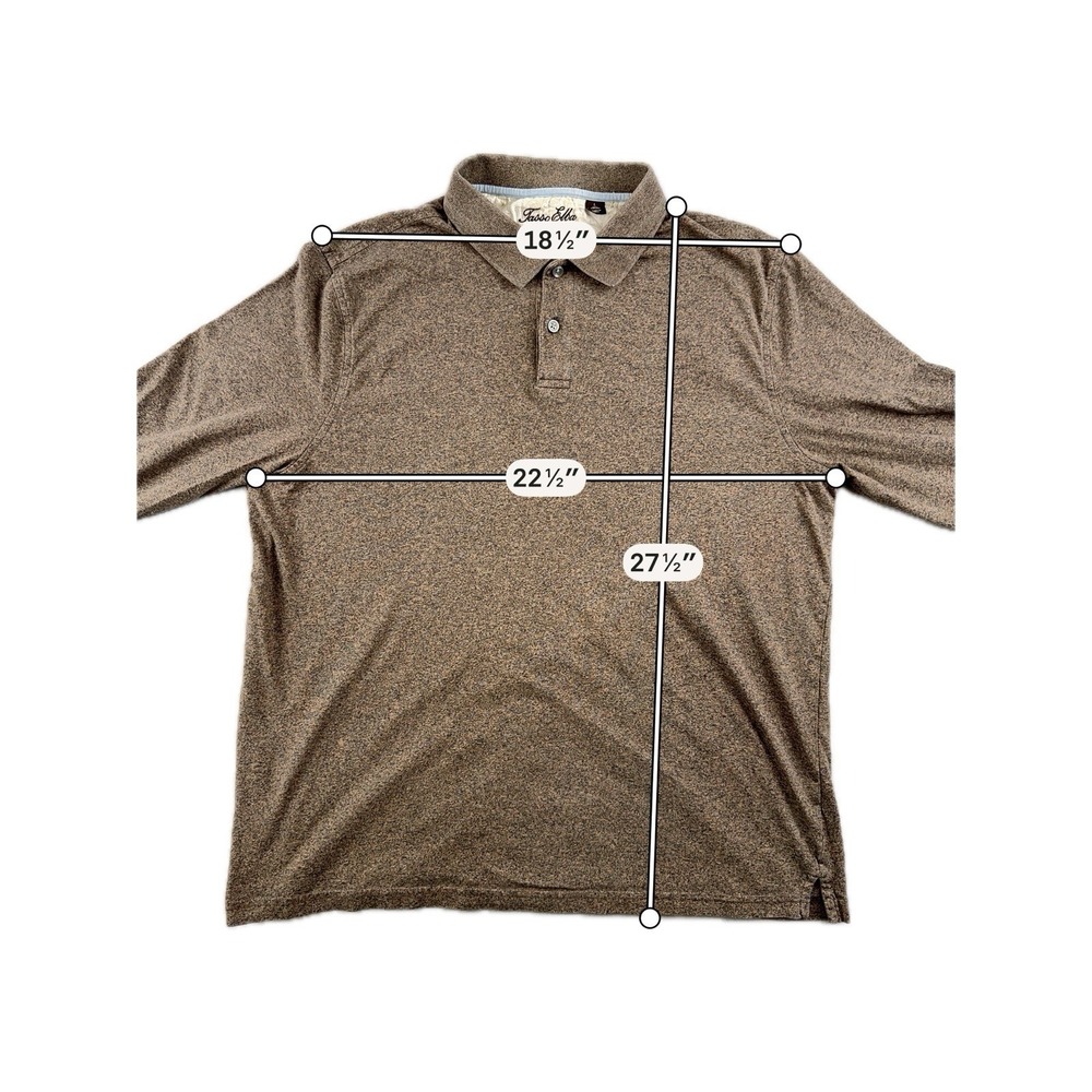Tasso Elba Men's Polo Shirt Size Large Brown Long Sleeve Stretchy 100% Cotton - Picture 12 of 13